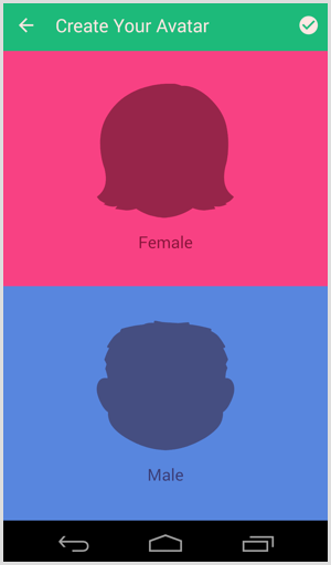 bitmoji vælger avatar og køn