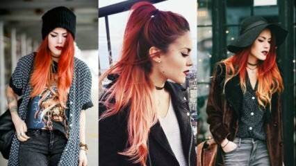 Crimson orange ombre hår mode