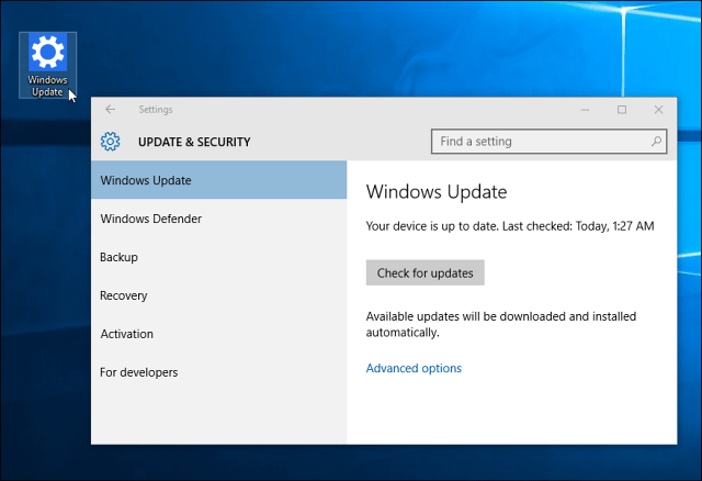 Windows Update genvej
