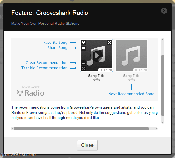 Brug Grooveshark rekomendationsmotor via Grooveshark radio