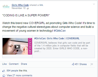 piger, der koder facebook-indlæg