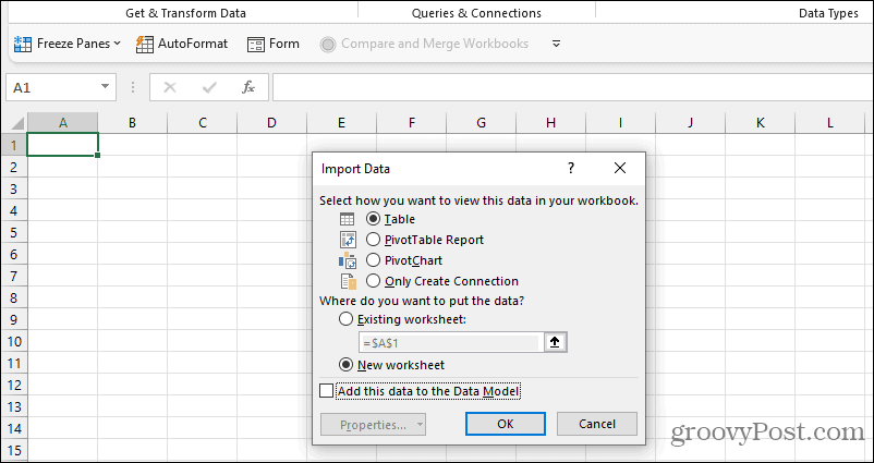 excel importdataindstillinger