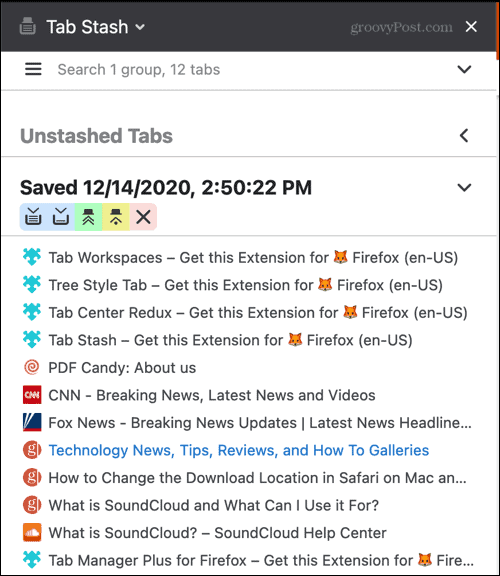 Tab Stash Firefox-udvidelse