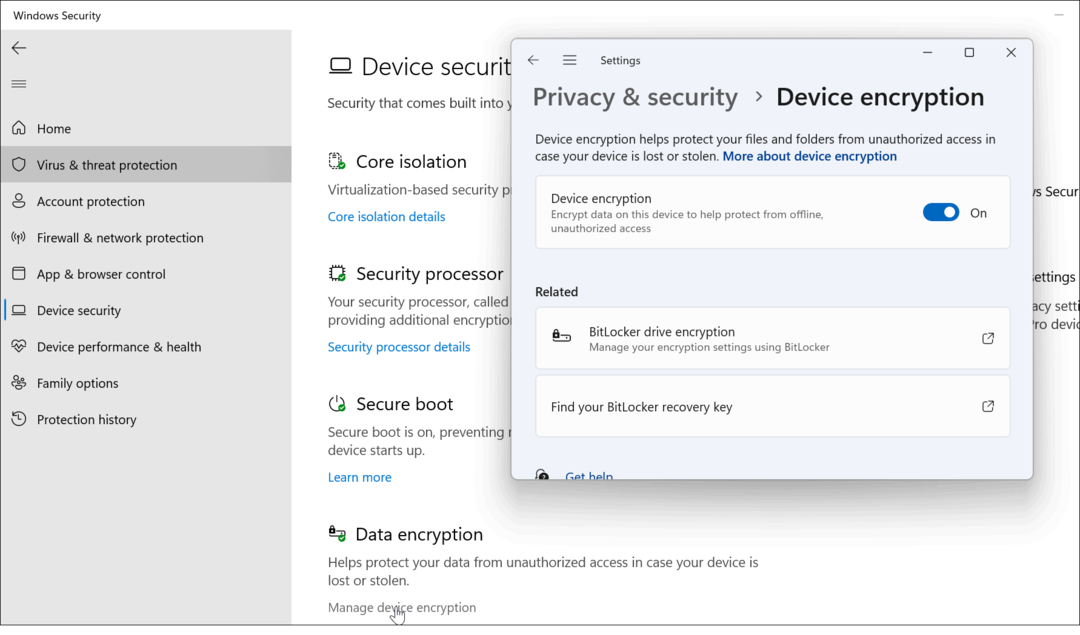 enhedskryptering brug Windows-sikkerhed på Windows 11 for optimal beskyttelse