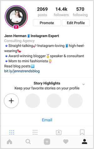 Instagram-historiens højdepunkter på profilen