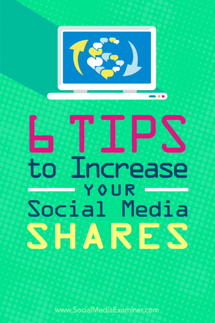 Tips til seks måder at øge andelene på dit sociale medieindhold.
