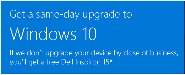 Microsoft tilbyder gratis Dell-pc, hvis de ikke kan opgradere dig til Windows 10 på en dag