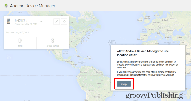 Android Device Manager, som vi interface accepterer