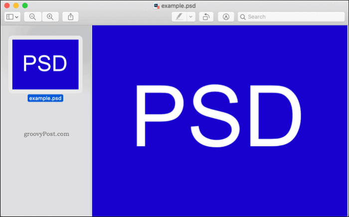 Åbning af en PSD-fil i macOS