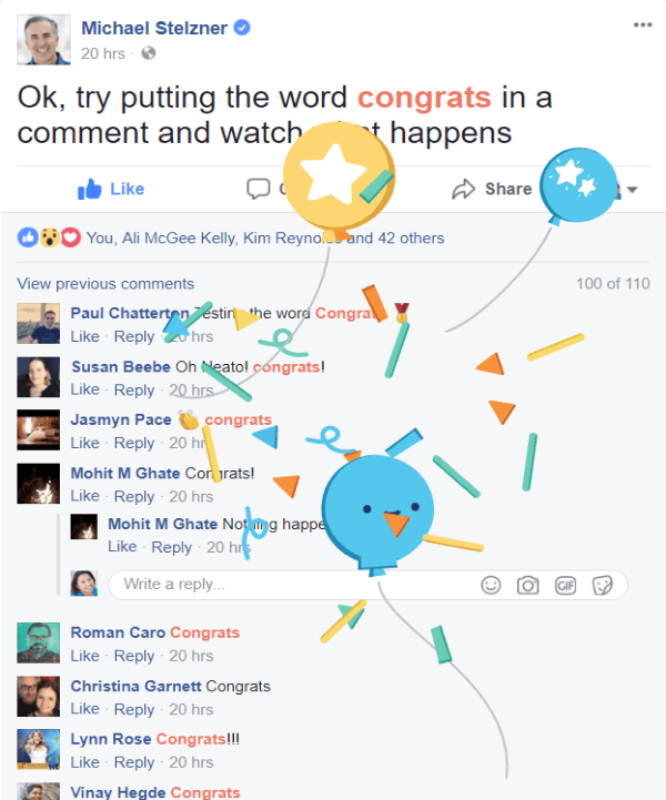 Facebook rullede en ny interaktiv funktion ud, hvor hilsener i indlæg eller kommentarer fremhæves med rødt og genererer en kort animation, når der klikkes på dem.