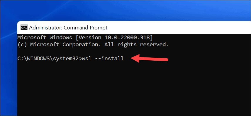 WSL Install kommando