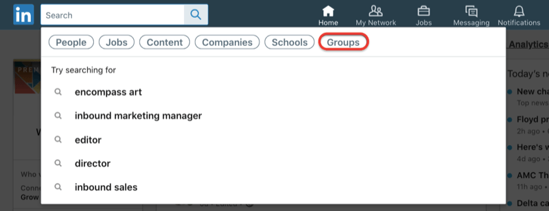 søg efter LinkedIn-grupper
