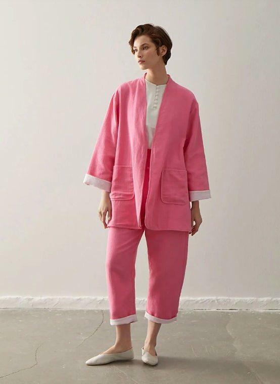 lcwaikiki kimono bukser jakkesæt pink