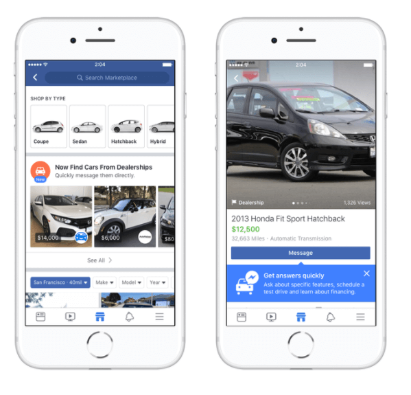 Facebook Marketplace samarbejder med bilindustriens ledere Edmunds, Cars.com, Auction123 og mere for at gøre bilkøb lettere for shoppere i USA