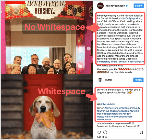 Instagram billedtekst hvid pladsforbrug