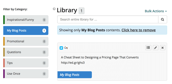 Klik på filteret Mine blogindlæg for kun at se stillingerne i den kategori.