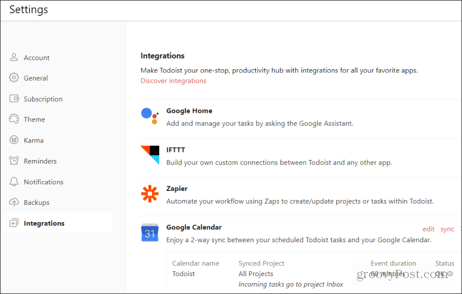 todoist google kalenderintegration