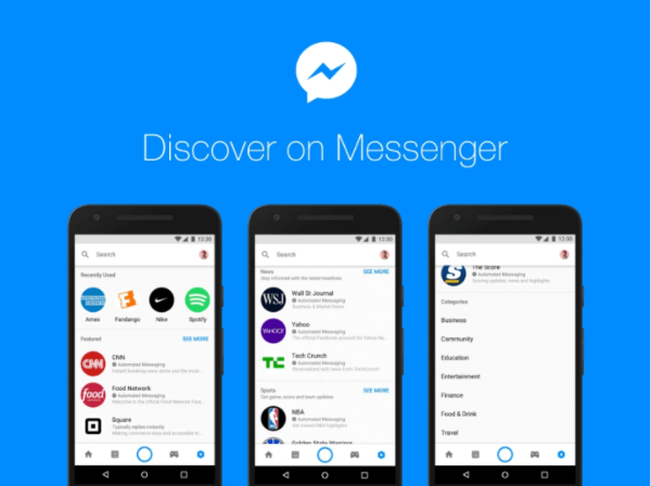 Facebooks nye Discover-hub inden for Messenger-platformen giver folk mulighed for at gennemse og finde bots og virksomheder i Messenger.