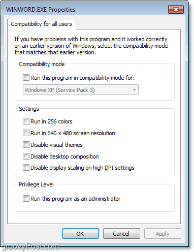 hvordan man justerer kompatibilitetsindstillinger for alle Windows 7-brugere
