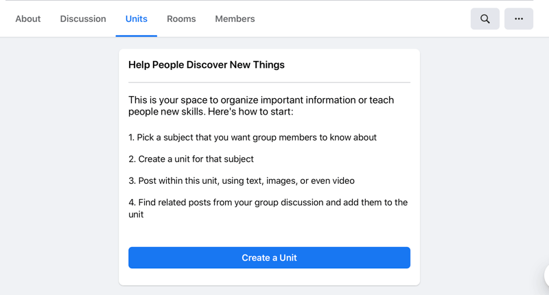 mulighed for at oprette en enhed på facebook-enhederne kasse en enhedsfane