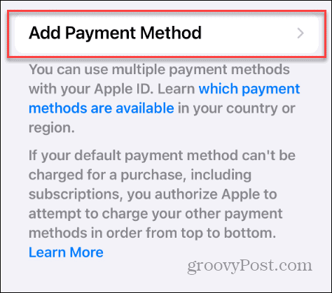 Skift betalingsmetode på din Apple-konto