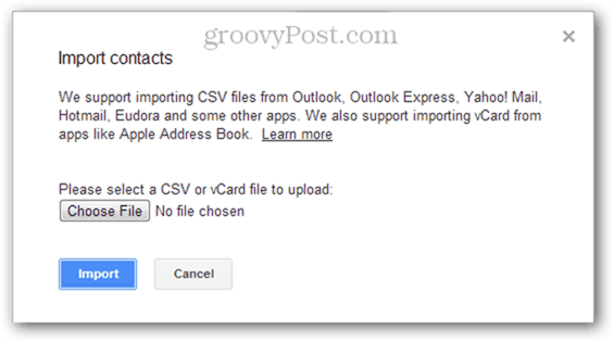 importerer flere csv-kontakter i Google Mail