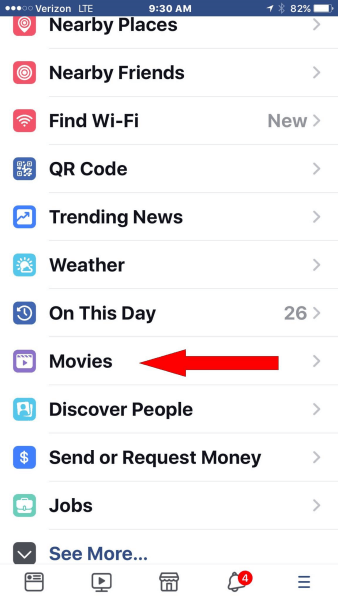 Facebook tilføjer dedikeret filmafsnit til hovednavigationsmenuen i mobilappen.
