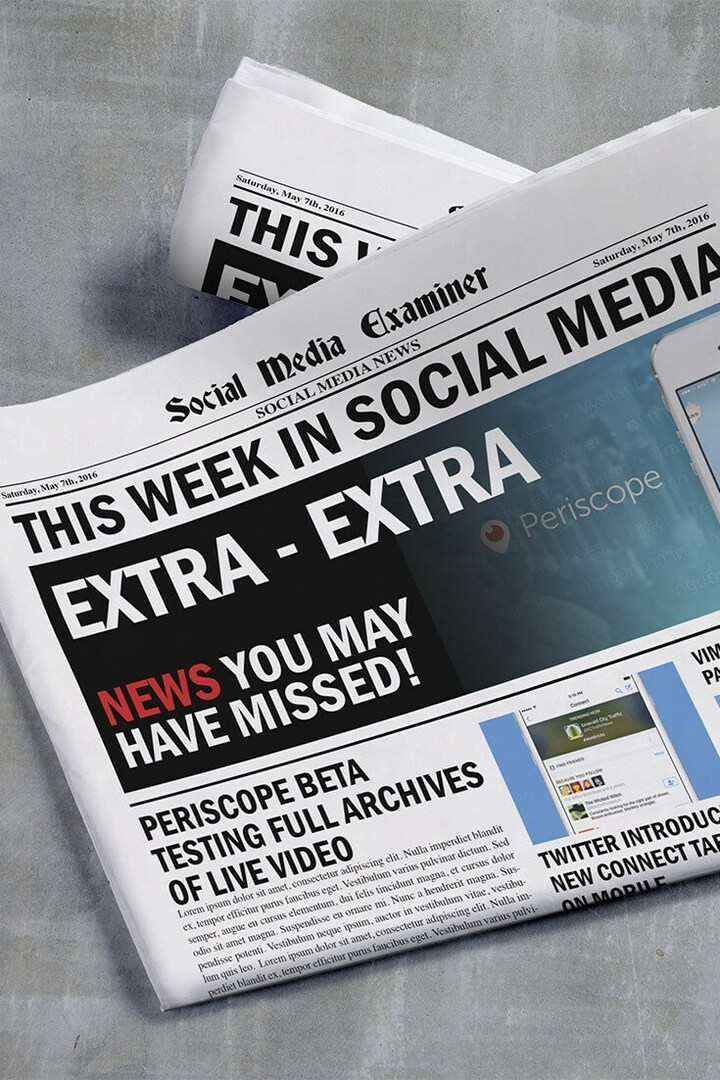Periscope gemmer livevideoer ud over 24 timer: Denne uge i sociale medier: Social Media Examiner