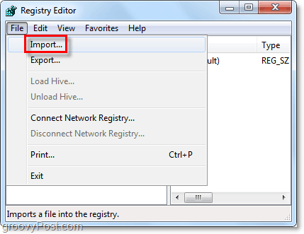 registreringsdatabaseimport i Windows 7 og Vista