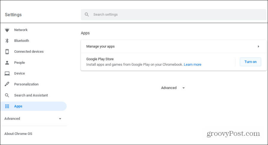 google play-apps på Chromebook