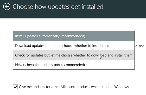 Vælg, hvordan opdateringer bliver installeret