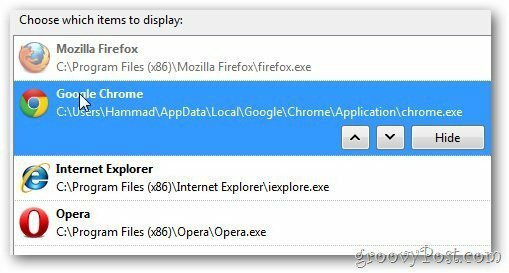 Google Chrome åben med ordre