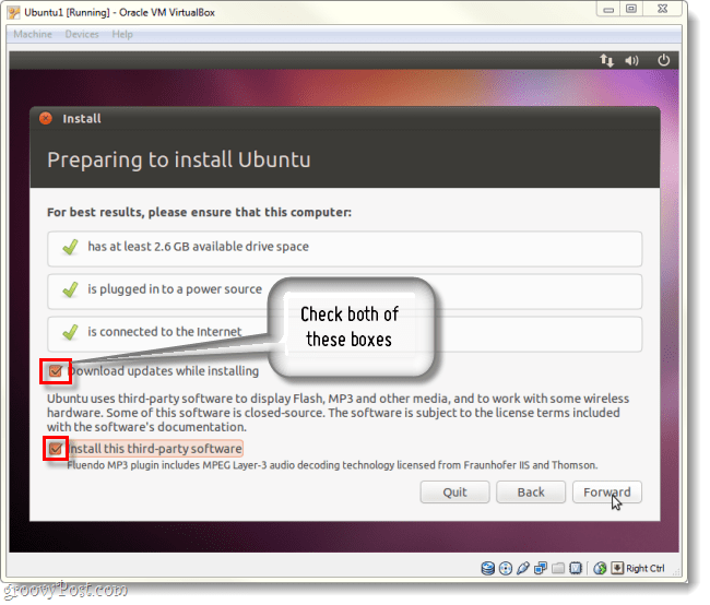 download opdateringer og installer tredjepartssoftware på ubuntu-installation