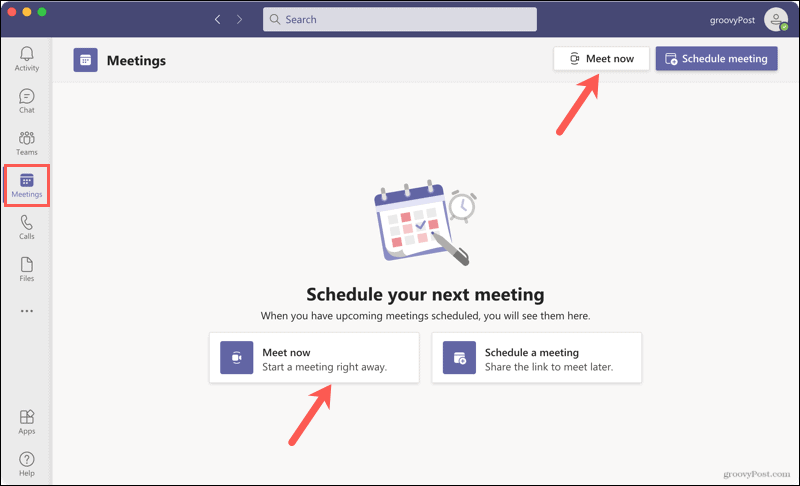 Opret et møde i Microsoft Teams straks