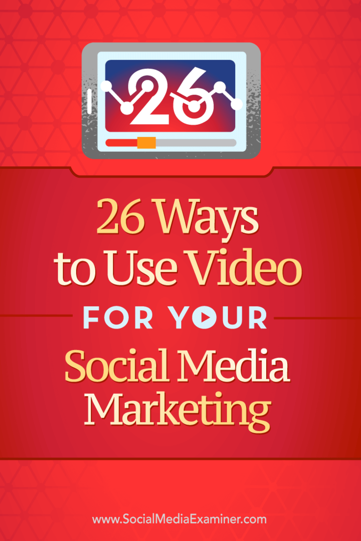 Tips til 26 måder, du kan bruge video til din sociale marketing.
