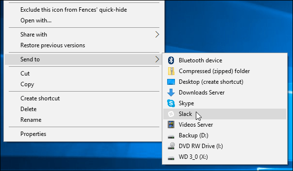 4 Tilføjede placeringer Windows 10 Send til