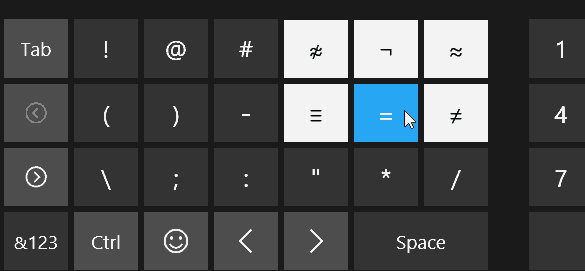 skiftende symboler på tastaturet