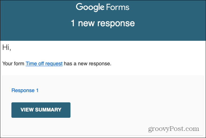 Google Forms-svar E-mailadvarsel