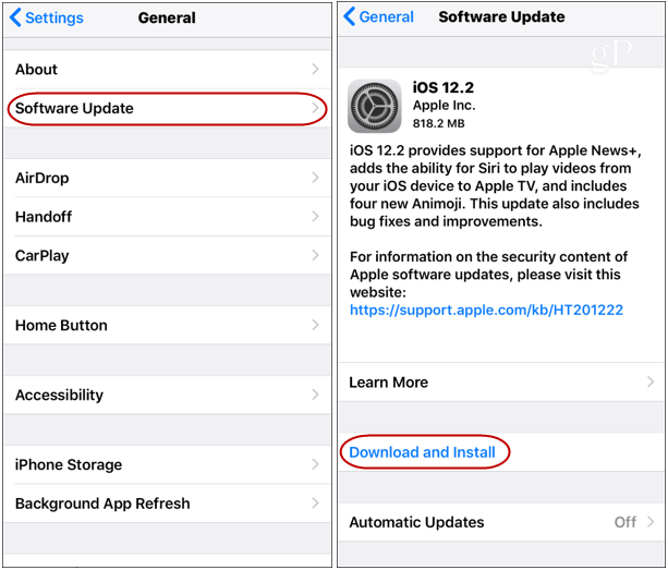 iOS 12.2-opdatering