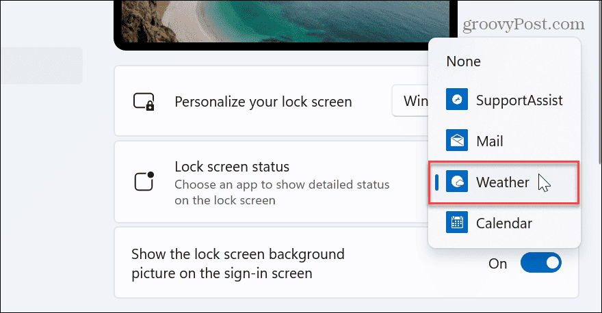 Vejret til Windows 11 Låseskærm