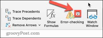 Fejl ved kontrol i Excel
