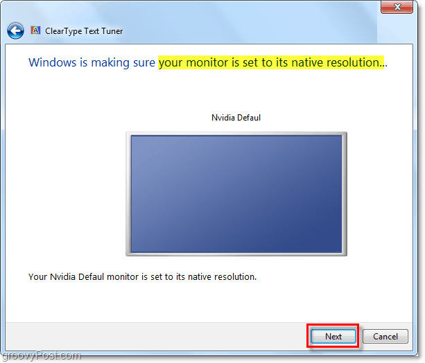 Sørg for, at din Windows 7-skærm er indstillet til dens oprindelige opløsning
