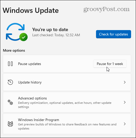 Sæt Windows 11 -opdateringer på pause