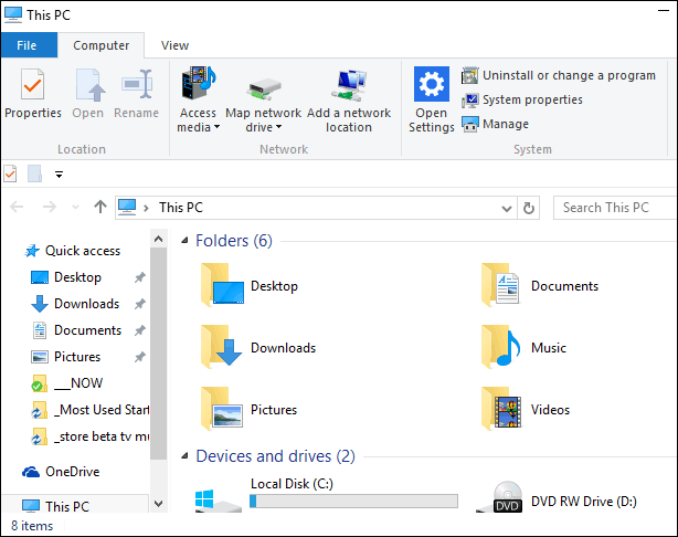 Sådan deaktiveres hurtig adgang i Windows 10 File Explorer