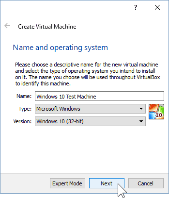 02 Navngiv den nye virtuelle maskine (Windows 10-installation)