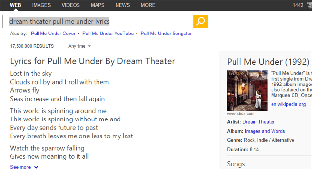 Bing-Lyric-søgning