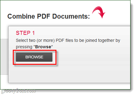 gennemsøg pdf-filer, der skal uploades og kombineres