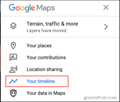Google Maps Menu, din tidslinje