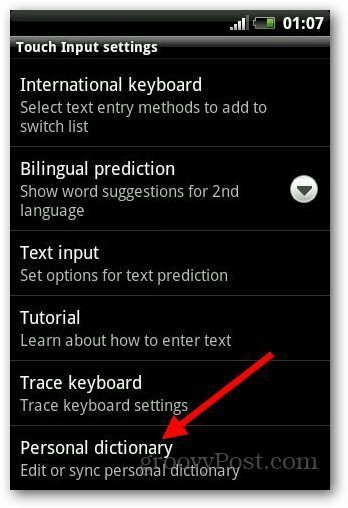 Tilføj ordbog Android 4