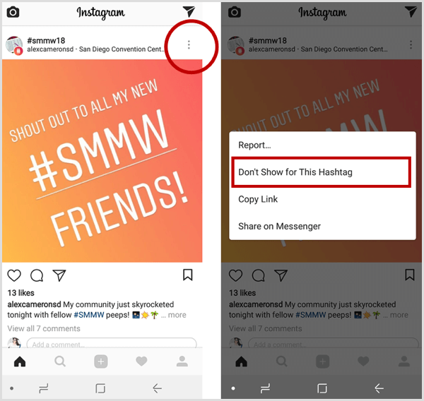 Instagram-indlæg viser ikke denne hashtag